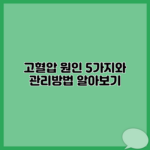 고혈압 원인 5가지와 관리방법 알아보기