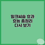 밀크씨슬 효과 효능 총정리 다시 보기