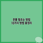 콧물 멈추는 방법 10가지 방법 총정리